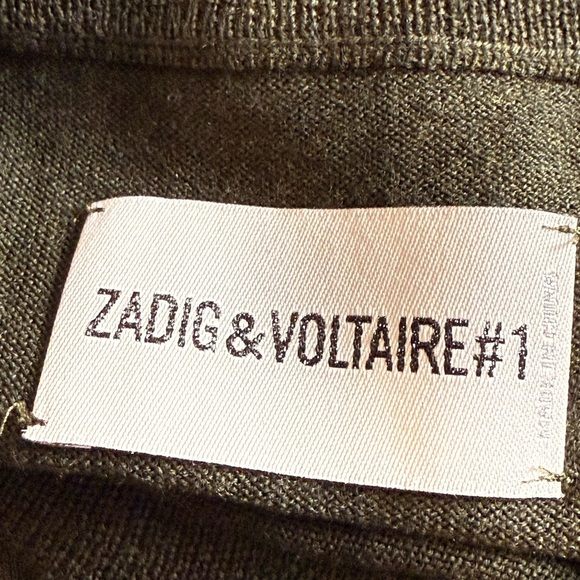 Zadig & Voltaire Roller Khaki Wool Dress with Glitter Star Elbow Patches Small - Picture 8 of 11